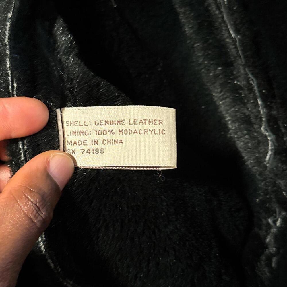 Vintage Synergy buttery soft genuine leather faux-fur Penny Lane maxi coat - M - Picture 7 of 8